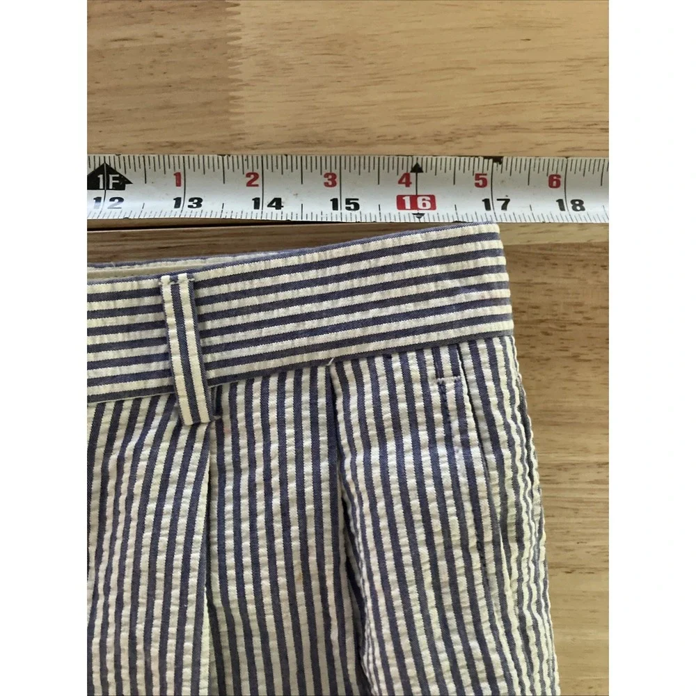 Berle Men's Seersucker Pants Sz 34 X28 Cotton Pleated Cuff Nautical VTG